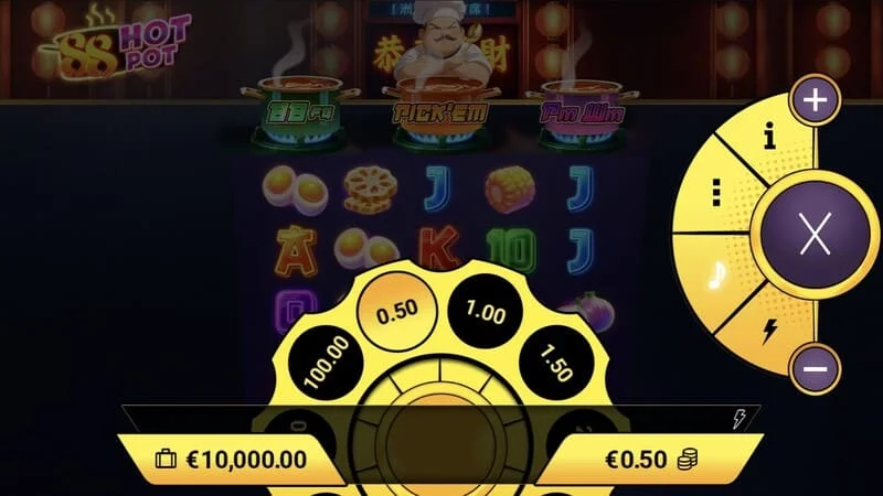 88 Hot Pot - uteuzi wa dau na kiolesura cha kuzungusha
